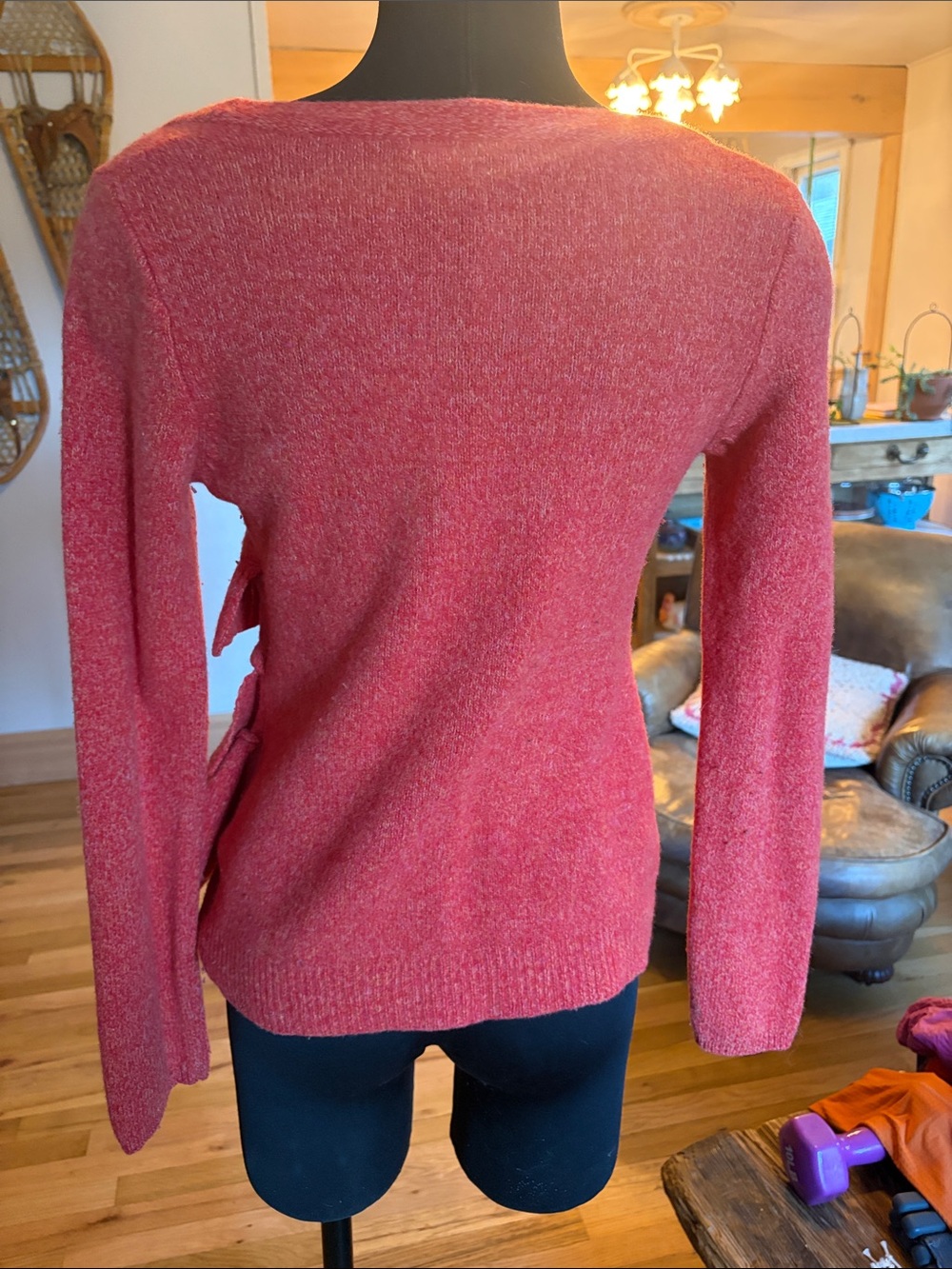 Moth Bright Orange Ruffle Button-Front Cardigan - Picture 2 of 4